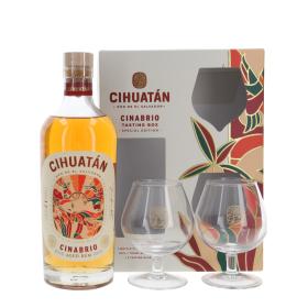 Cihuatán Rum Cinabrio with two glasses 12 Years